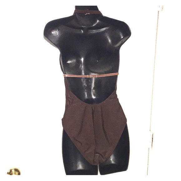 VICTORIA’S SECRET brown 1-piece w/leather piping - Picture 4 of 8